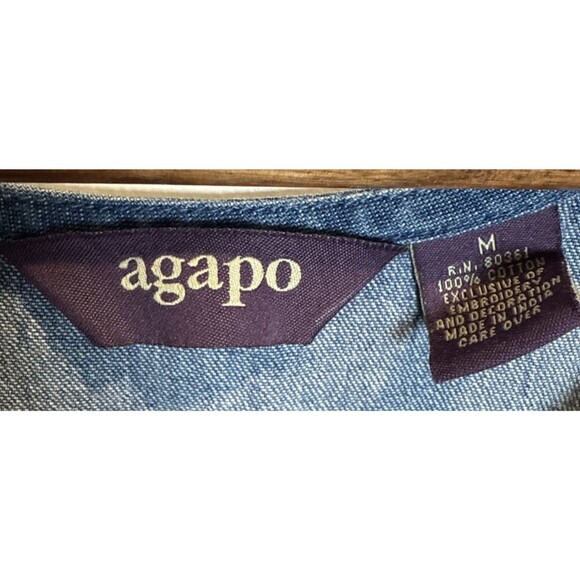 Agapo Jean Jumper Dress with Floral Embroidery Women's Size Medium - Picture 8 of 12